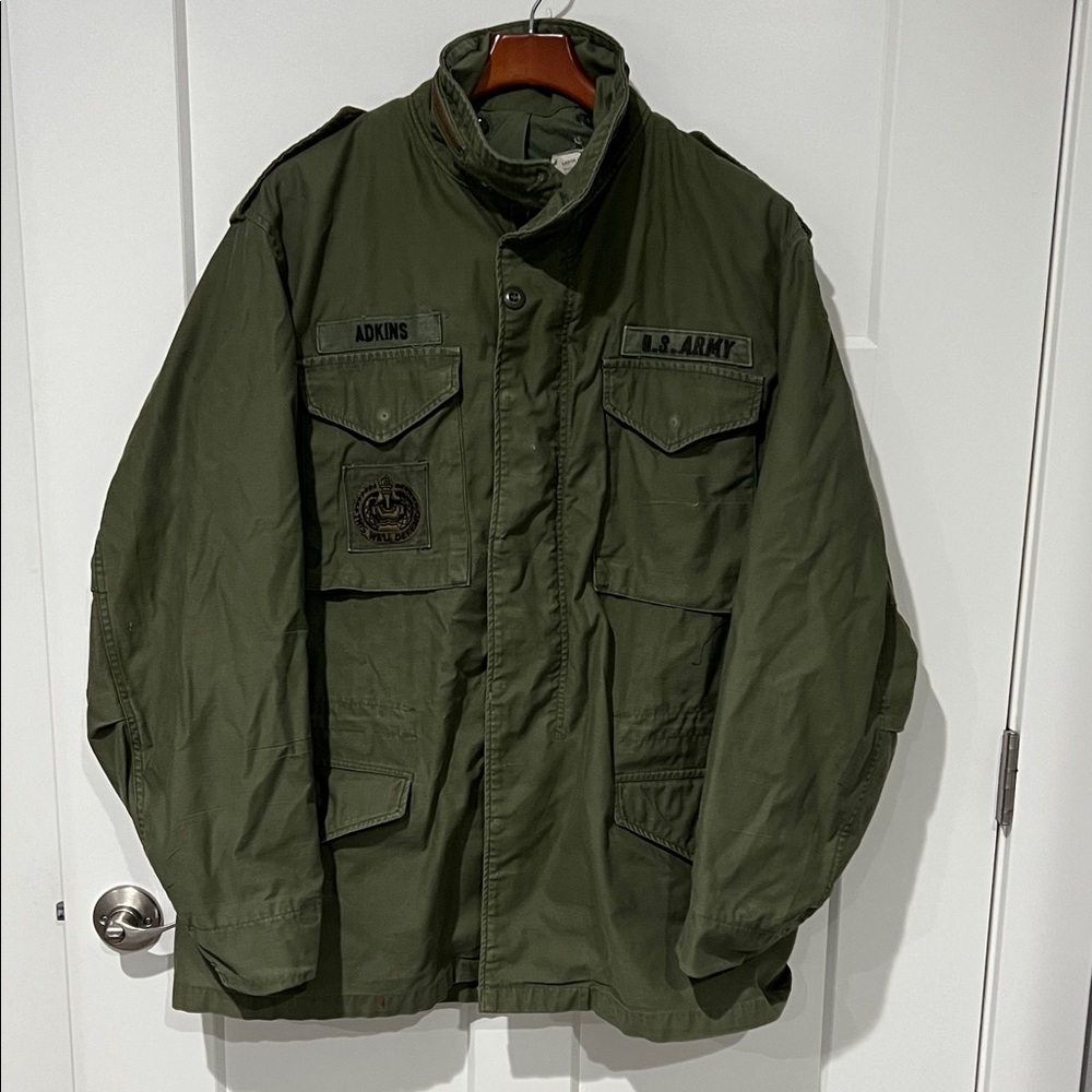 70’s Vintage Men's Green Military Jacket Sz L Long